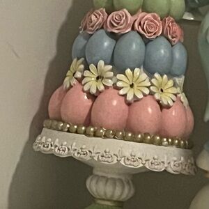 Amazon Pastel Tiered Ceramic Floral Pedestal Decor - Pink, Blue, Yellow, Green